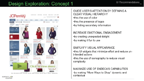Best-in-class affordances combined into a candidate design system for JCP